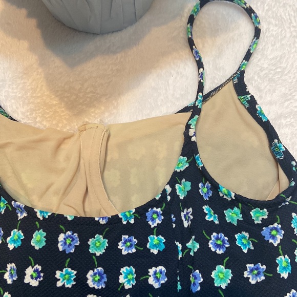 NWT Adrienne Vittadini Underwire Swim Dress Size 12 Navy Multi Flower Print - Picture 7 of 12